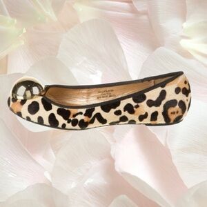 Kate Spade Leather and Calf Fur Animal Print Ballet Flats, 5M